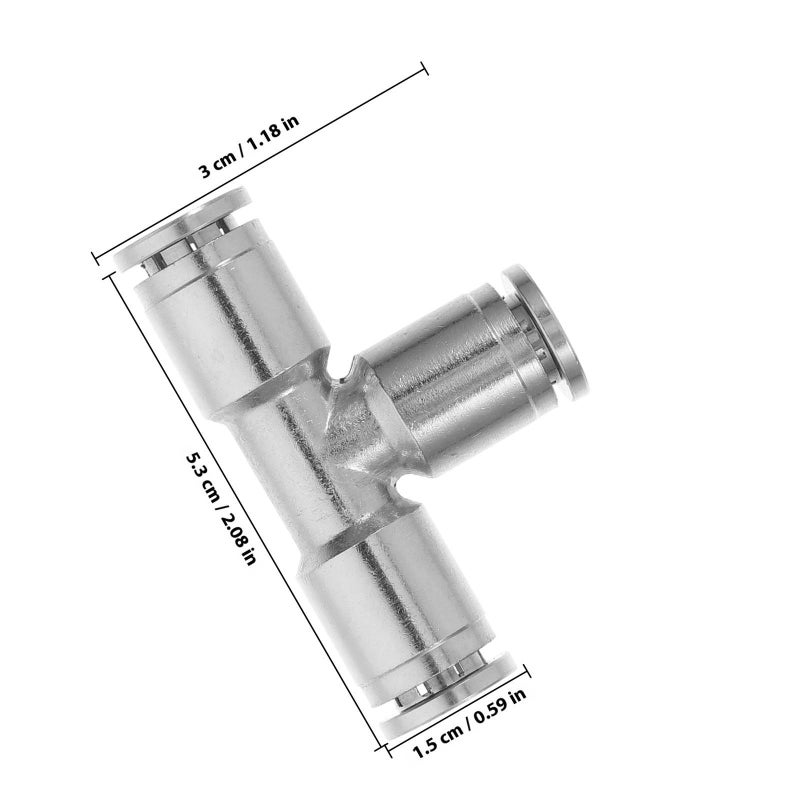 2Pcs Copper Push To Connect Tee Air Hose Fittings Stainless Steel Quick Joint For Pneumatic - Image 3