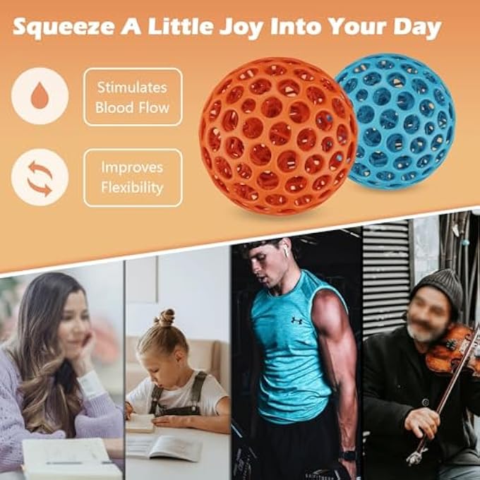 POENVFPO Mesh Stress Ball, 6 X 6 X 6cm, 2pcs 3D Printing Hollow Stress Ball Toy Squeeze Mesh for Squeezing and Bouncing - Image 3