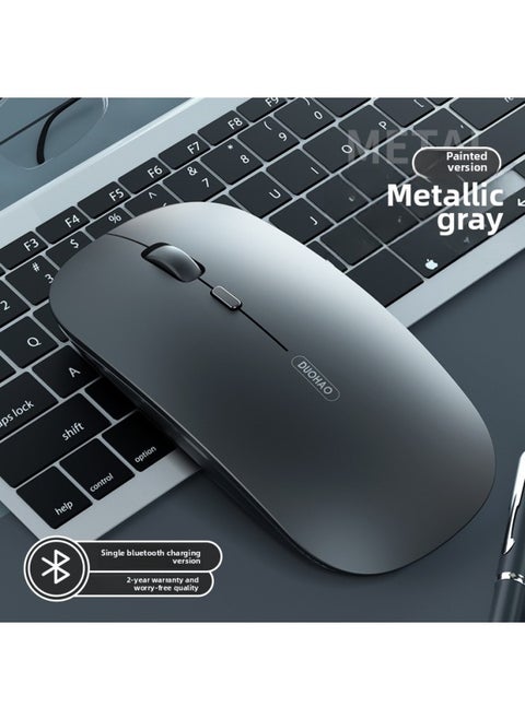 Bluetooth Wireless Mouse Rechargeable Mute Silent Notebook Desktop Home Office Game Unlimited 2.4g Mouse-Specifications:[Single Bluetooth Version/No Receiver] Metal Grey-Mute Button-DPI Adjustment-Intelligent Sleep