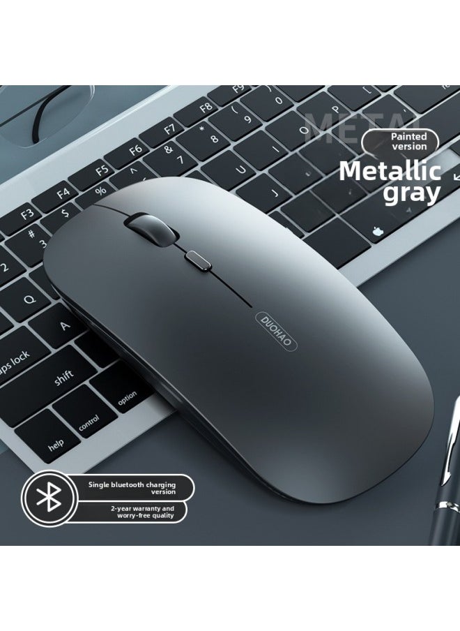 Bluetooth Wireless Mouse Rechargeable Mute Silent Notebook Desktop Home Office Game Unlimited 2.4g Mouse-Specifications:[Single Bluetooth Version/No Receiver] Metal Grey-Mute Button-DPI Adjustment-Intelligent Sleep