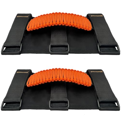 KKIKK Paracord Jeep Grab Handles 2 Pack Jeep Wrangler Roll Bar Grab Handles for JK TJ JL CJ YJ JKU JLU and Gladiator JT Wrangler Hardware Handle 19952023 Modles Orange - Image 1