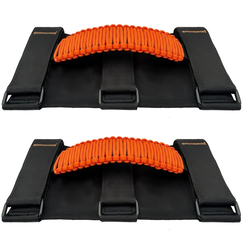 KKIKK Paracord Jeep Grab Handles 2 Pack Jeep Wrangler Roll Bar Grab Handles for JK TJ JL CJ YJ JKU JLU and Gladiator JT Wrangler Hardware Handle 19952023 Modles Orange - Image 2