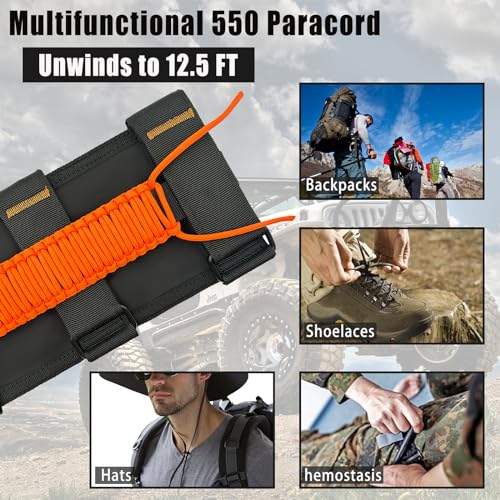 KKIKK Paracord Jeep Grab Handles 2 Pack Jeep Wrangler Roll Bar Grab Handles for JK TJ JL CJ YJ JKU JLU and Gladiator JT Wrangler Hardware Handle 19952023 Modles Orange - Image 5