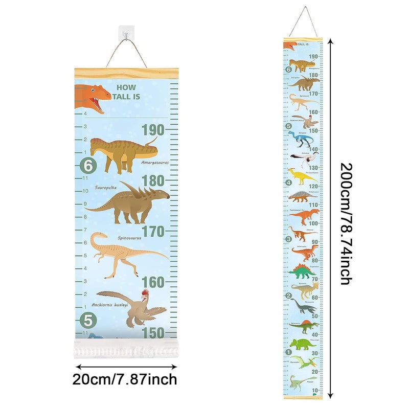 Smlper Growth Chart for Kids,Child Height Chart Ruler for Wall,Wood Frame Fabric Canvas Height Measurement Ruler for Kids Nursery Room,Removable Wall Decor 79"x7.9" - Image 2