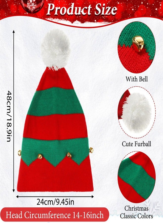 JaGely 9 Pcs Christmas Elf Hat Xmas Elf Beanie Adult Santa Hats for Christmas Holiday Winter for Women Men - Image 2