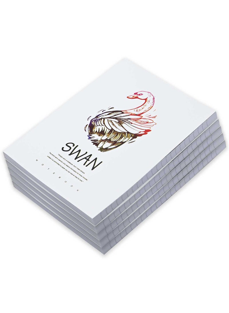 FIS Pack Of 5 Soft Cover Notebook, 96 Sheets A5 Swan Design 4 -FSNBSCA596-SWA4 - Image 3