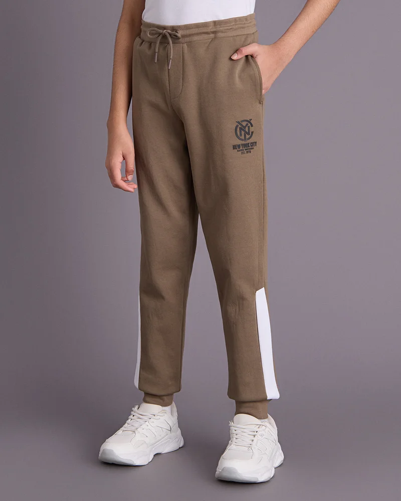 Redtag Senior Boys Brown Track Pants