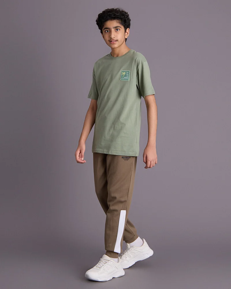 Redtag Senior Boys Brown Track Pants