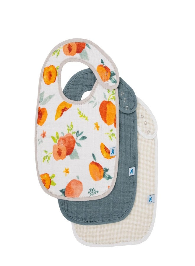 Little Unicorn Premium Classic Bib 3 pack | Adjustable as baby grows | Soft fabric on skin | Great for first time eaters (Georgia Peach) - Image 1