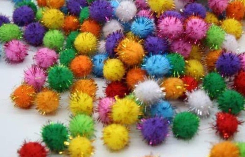 E Shopping® بوم بوم لامع مختلط الألوان ناعم ورقيق للفنون والحرف، تزيين الحفلات ( الحجم 2 سم / 100 قطعة ) - Image 3