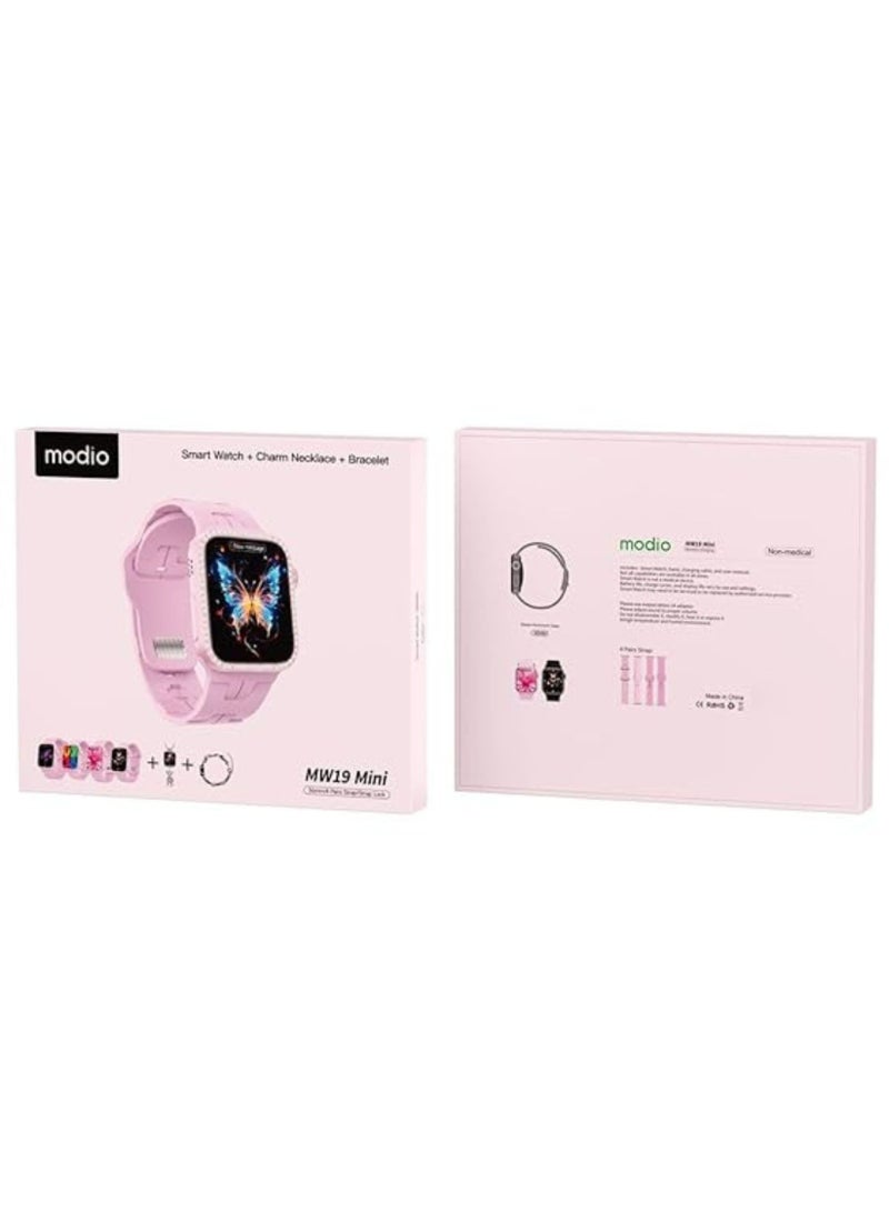 modio MW19 Mini Smart Watch With 36mm Display 4 Pair Straps Necklace and Bracelate Designed For Women  - Image 5