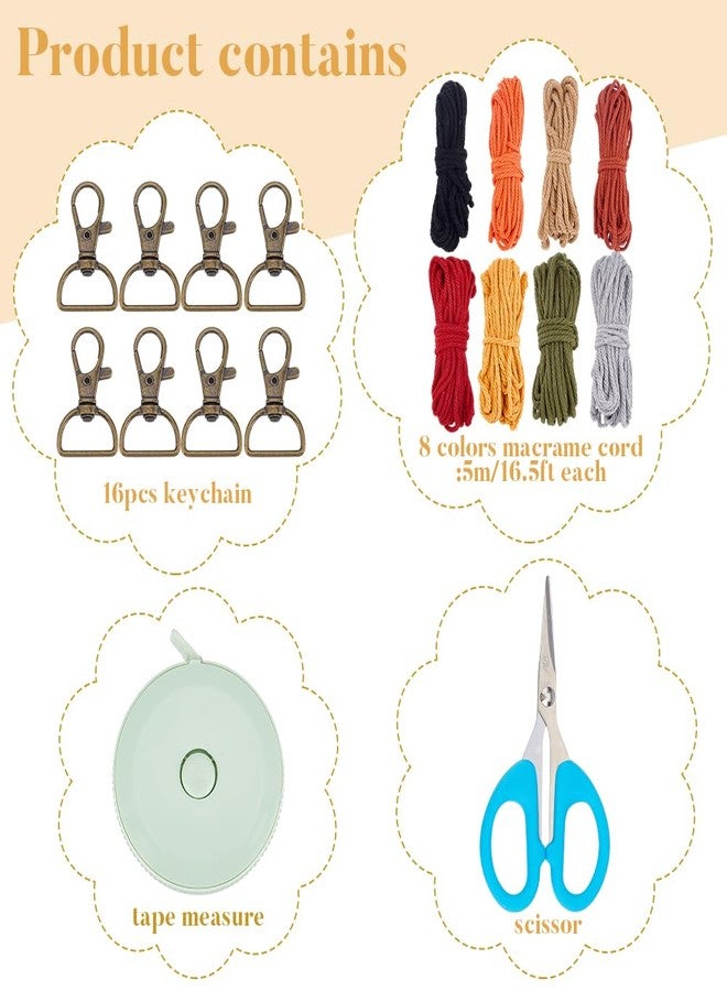 BEUNITONE 16 Sets Macrame Tassel Keychain Kit for Adults Colorful Macrame Cord Knotting Kit Boho Mini Macrame Tassel Keychain with Instruction mini Keychain for Car Key Purse Phone Wallet Charm - Image 2