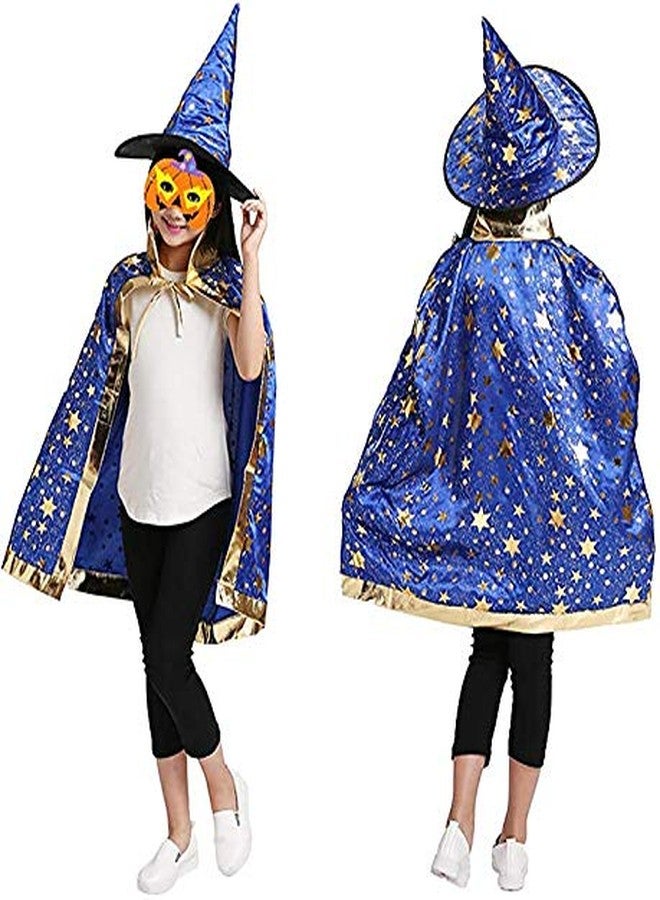 Jackcell Wizard Cape Witch Cloak with Hat and Pumpkin Bag, Halloween Costume Props for Kids Cosplay Party - Image 4