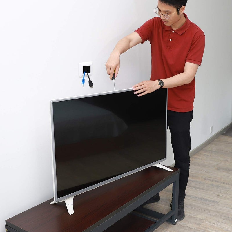 kwmobile Flush Brush Wall Plate - 2x Single Gang Flush Wall Mounted Brush Faceplate to Cover Outlets, Sockets and Tidy Up Wires and Cables - Black - Image 5