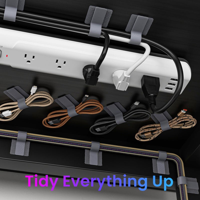 LX IntMfr. Hook and Loop Cable Ties, Self Adhesive Hook and Loop Cable Straps, Sticky-back Cord Organizer, Cable Clip, Household & Office Essentials, 40Pcs per Pack - Image 3