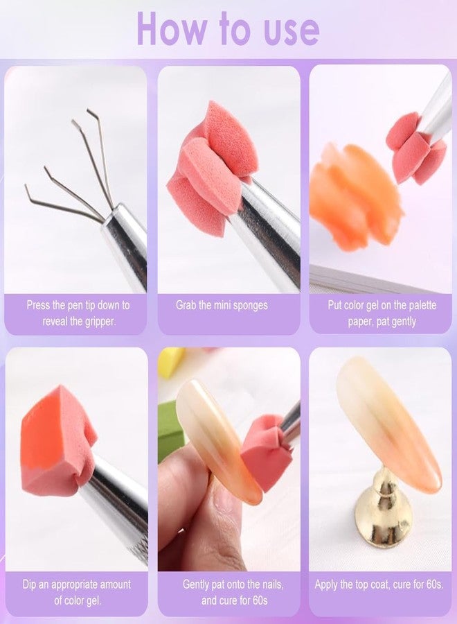 bolt bee 9-Color Patting Gel Nail Kit with UV LED Soak-Off, Ombre Gradient Sponge, Salon-Quality Polish Collection with Tools for Nail Art Design (Soft Nail Sponges for Ombre) - Image 4