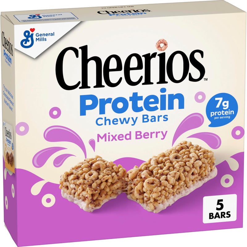 Cheerios Protein Chewy Bars, Snack Bars, Mixed Berry, 5 Ct, 6.35 oz - Image 1