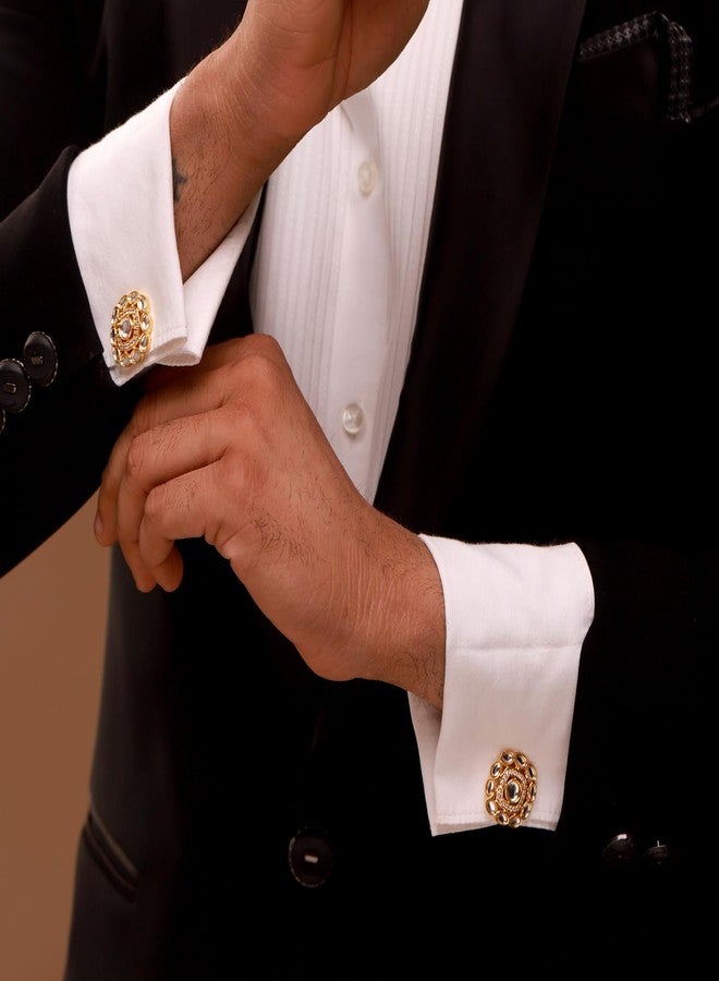 Voylla Kings of Rajasthan Rajvansh Cufflinks for Men,Wedding,Dulha,Groom,Traditional,Ethnic,Royal,Gift for Mens & Boys - Image 4