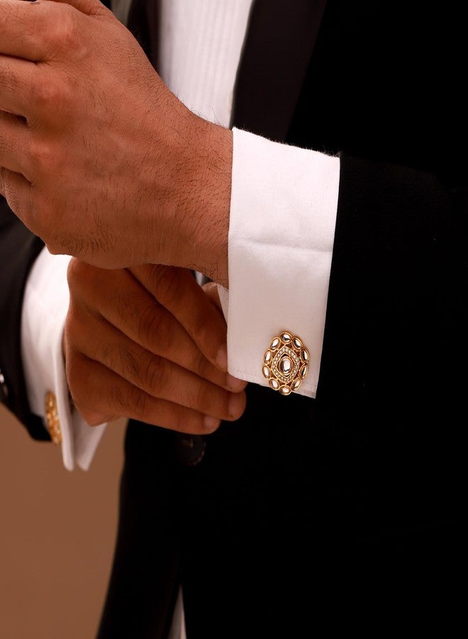 Voylla Kings of Rajasthan Rajvansh Cufflinks for Men,Wedding,Dulha,Groom,Traditional,Ethnic,Royal,Gift for Mens & Boys - Image 3
