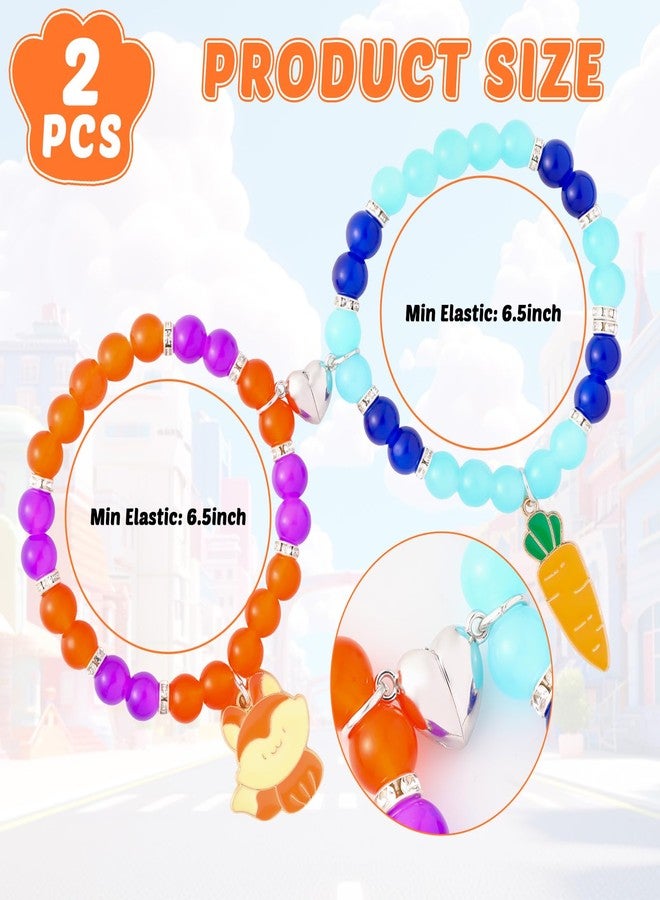 MinFyberd Matching Bracelets for Cartoon Animal Movie Fans Fox Bunny Stretch Beaded Friendship Bracelets Cosplay Costume Accessories for Couples Best Friend BFF Long Distance Relationship Birthday Jewelry Gifts - Image 2