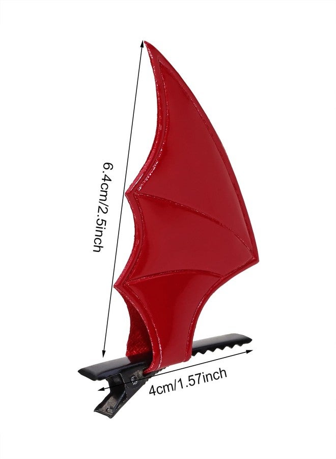 Penta Angel Halloween Bat Wings Hair Clips 4Pcs Horror Devil Goth Ear Hairpins Hair Barrettes Accessories for Women Girls Adults Props Party Cosplay Costume (Red) - Image 2