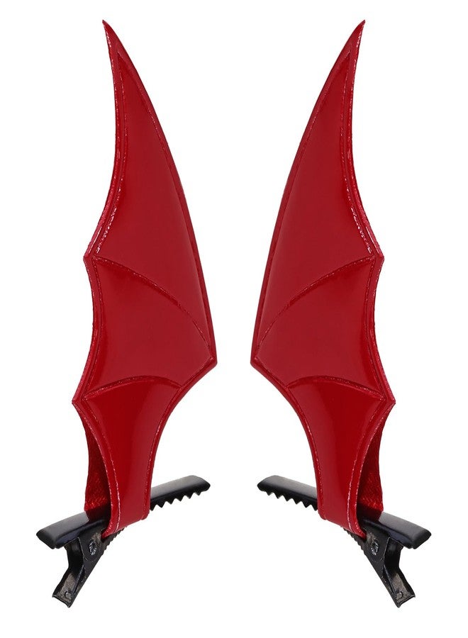 Penta Angel Halloween Bat Wings Hair Clips 4Pcs Horror Devil Goth Ear Hairpins Hair Barrettes Accessories for Women Girls Adults Props Party Cosplay Costume (Red) - Image 1