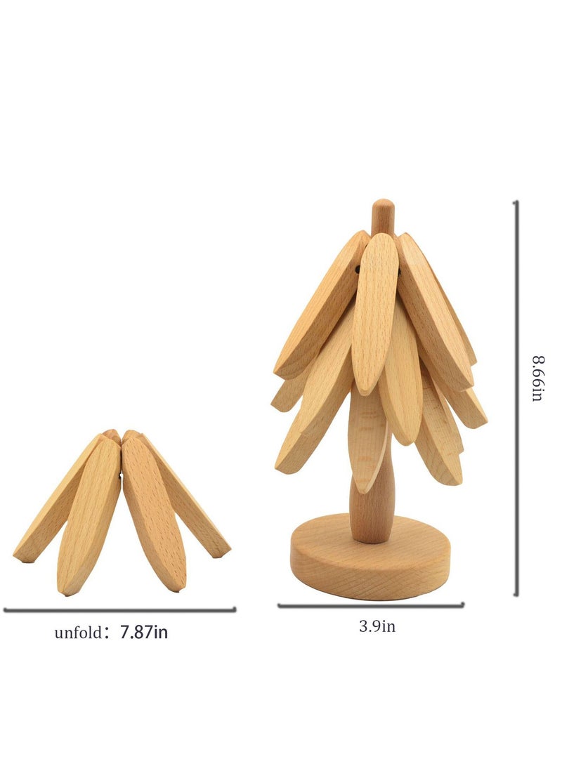 السيميا 4 محطات خشبية صلبة، شكل شجرة عيد الميلاد مع الوقوف، شاي أو قهوة مقاومة للحرارة قابلة لإعادة الاستخدام، ساحلية للحرف - Image 4