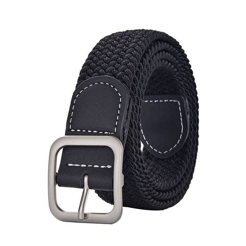 Vintage Canvas Belt for Men, Braided Elastic Waistband - Image 5