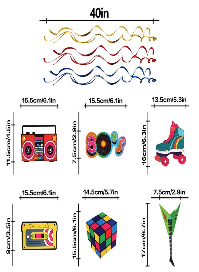 LINGTEER 80's Party Decoration Kit - 12Pcs 1980's Retro Foil Ceiling Hanging Swirls Streamers Perfect for 80's Scene Setters Music Party Decorations Sign. - Image 3