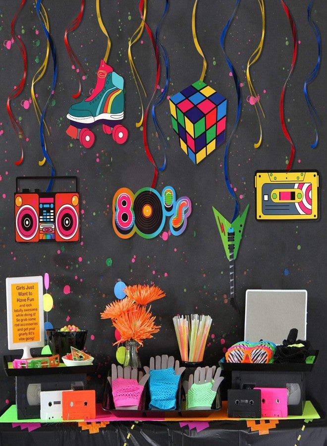 LINGTEER 80's Party Decoration Kit - 12Pcs 1980's Retro Foil Ceiling Hanging Swirls Streamers Perfect for 80's Scene Setters Music Party Decorations Sign. - Image 5