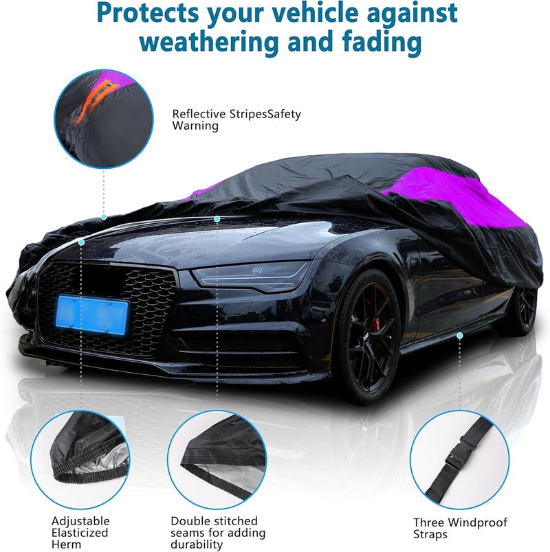 MORNYRAY Waterproof Car Cover - All Weather Protection for Sedans (194-206 inch, Purple) - Image 2