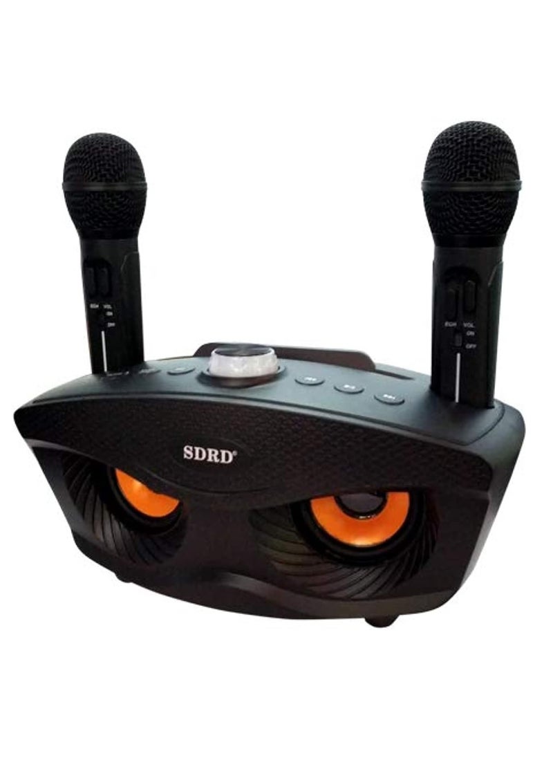 SDRD SD-306 Karaoke Machine Portable Speaker Bluetooth Karaoke Speaker With Dual Wireless Mic For Kids And Adults Wireless Speaker Karaoke Speaker With Microphone For Party Bluetooth Speaker Black  - Image 3