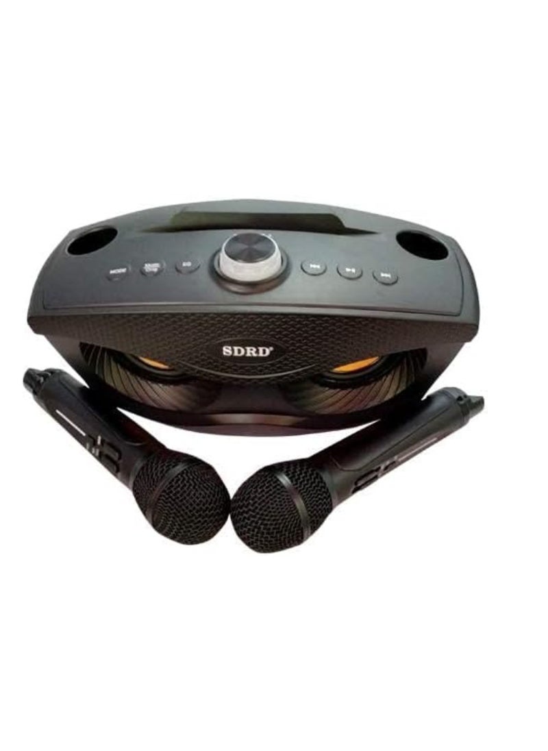 SDRD SD-306 Karaoke Machine Portable Speaker Bluetooth Karaoke Speaker With Dual Wireless Mic For Kids And Adults Wireless Speaker Karaoke Speaker With Microphone For Party Bluetooth Speaker Black  - Image 4