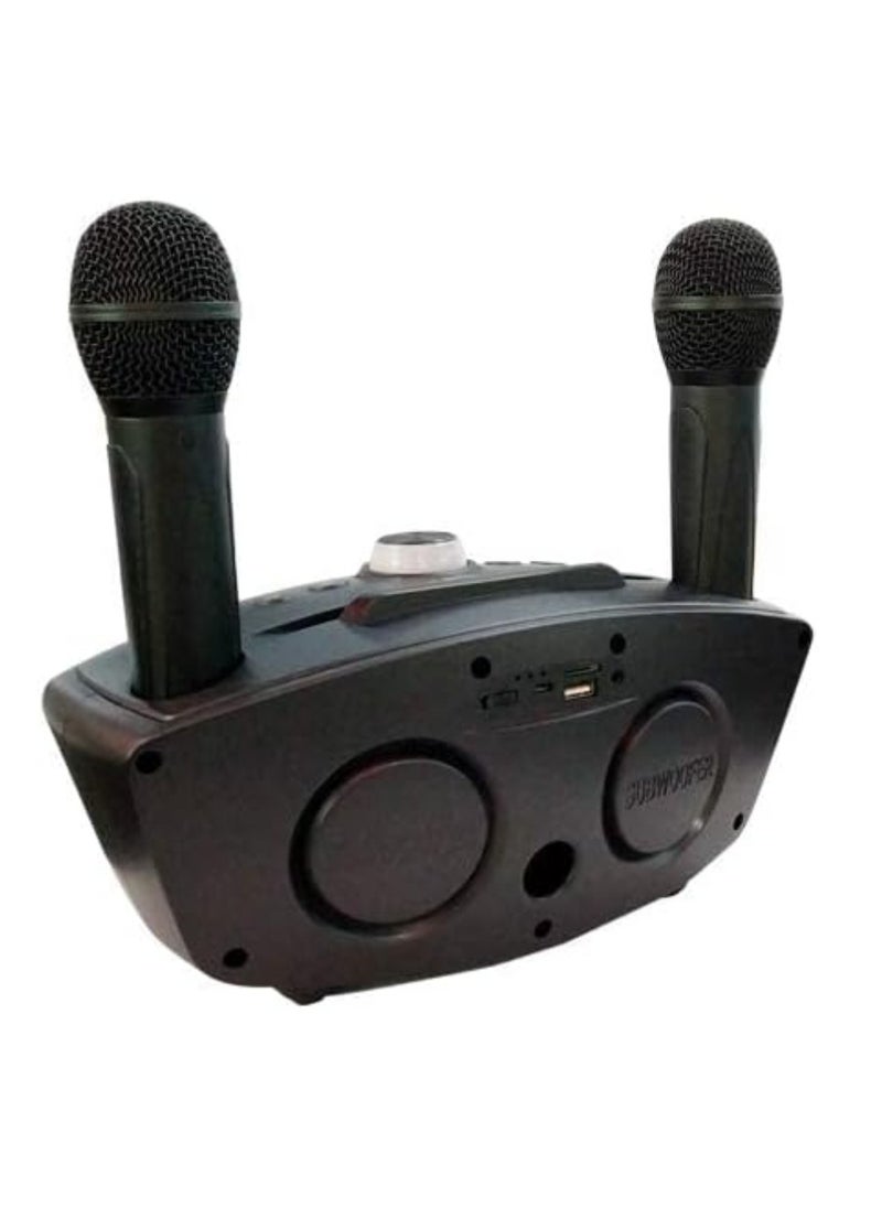 SDRD SD-306 Karaoke Machine Portable Speaker Bluetooth Karaoke Speaker With Dual Wireless Mic For Kids And Adults Wireless Speaker Karaoke Speaker With Microphone For Party Bluetooth Speaker Black  - Image 5