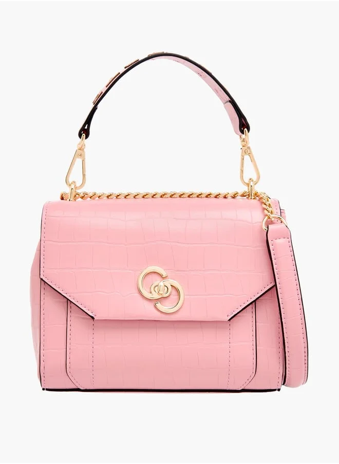 سيليست Womens Croco Textured Satchel Bag