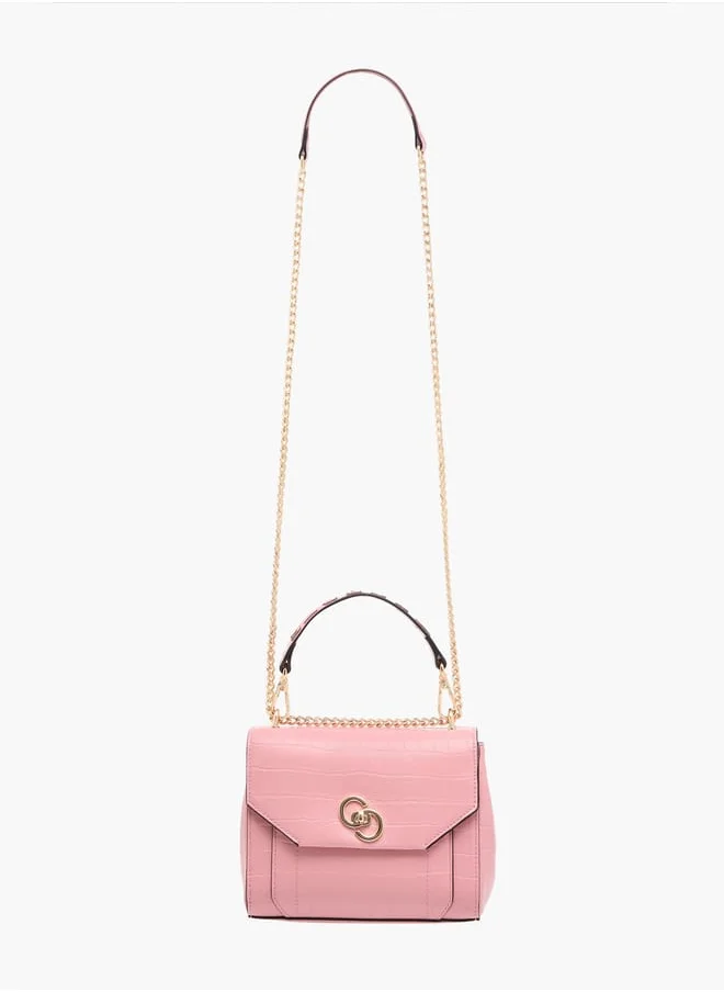 سيليست Womens Croco Textured Satchel Bag