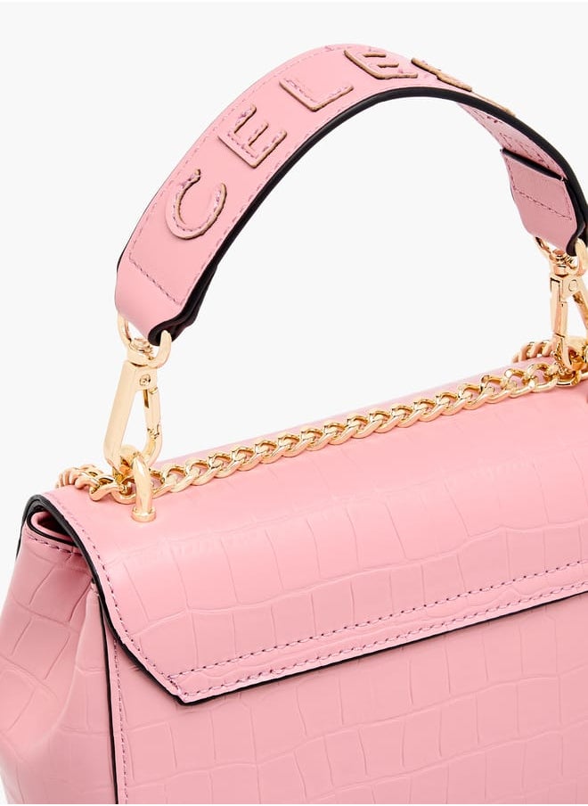 Celeste Womens Croco Textured Satchel Bag  - Image 5