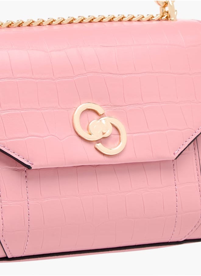 Celeste Womens Croco Textured Satchel Bag  - Image 4