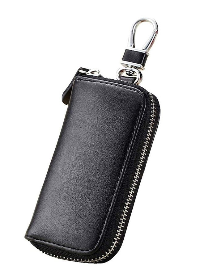 Generic PU Leather Car Key Case Car Smart Key Chain Coin Holder Smart Key Holder Protection Car key Chain Bag Auto Remote Keyring Wallet Key Wallet Card Wallet Leather Wallet Black - Image 1