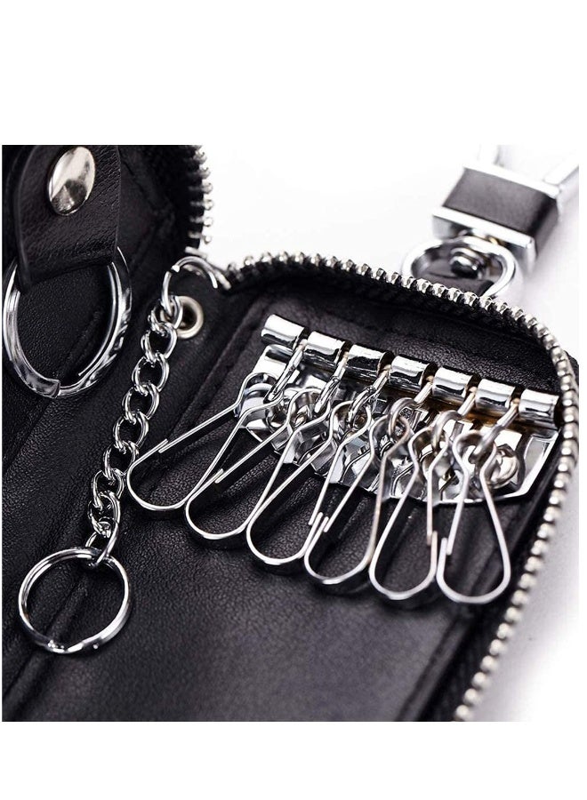 Generic PU Leather Car Key Case Car Smart Key Chain Coin Holder Smart Key Holder Protection Car key Chain Bag Auto Remote Keyring Wallet Key Wallet Card Wallet Leather Wallet Black - Image 5