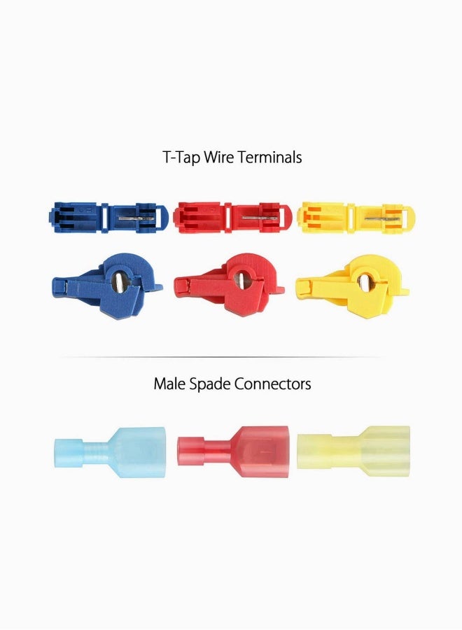240 Pieces T-Tap Wire Connectors, Self-Stripping Quick Splice Electrical Wire Terminals, Insulated Male Quick Disconnect Spade Terminals Assortment Kit with Storage Case - Image 3