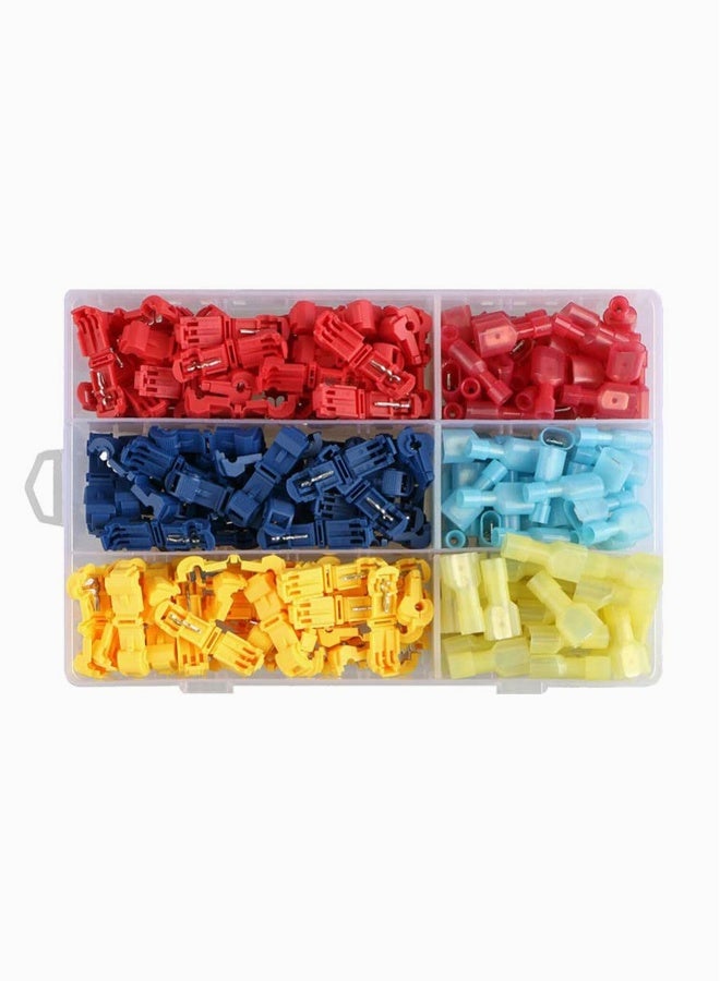 240 Pieces T-Tap Wire Connectors, Self-Stripping Quick Splice Electrical Wire Terminals, Insulated Male Quick Disconnect Spade Terminals Assortment Kit with Storage Case - Image 1