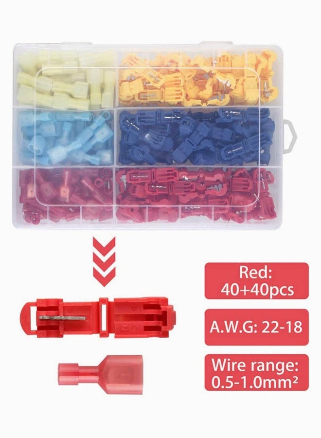 240 Pieces T-Tap Wire Connectors, Self-Stripping Quick Splice Electrical Wire Terminals, Insulated Male Quick Disconnect Spade Terminals Assortment Kit with Storage Case - Image 4