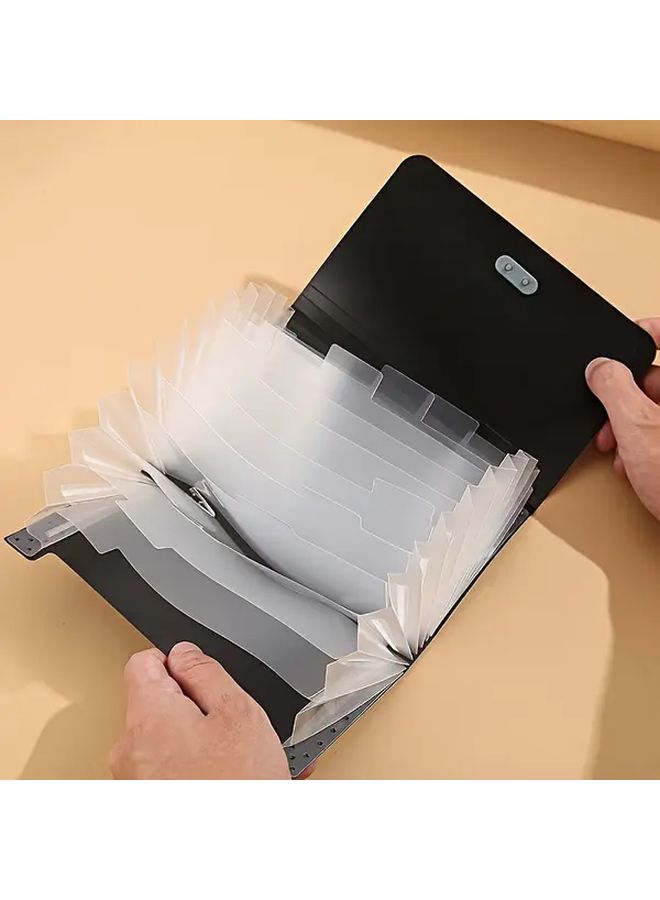 Yellow Mini Expanding File Organizer With Stickers 12 Pocket For Cards Receipts Bills - Image 4