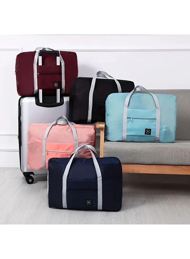 Burgundy Foldable Travel Duffel Bag Large Capacity Portable Luggage Organizer - Image 4