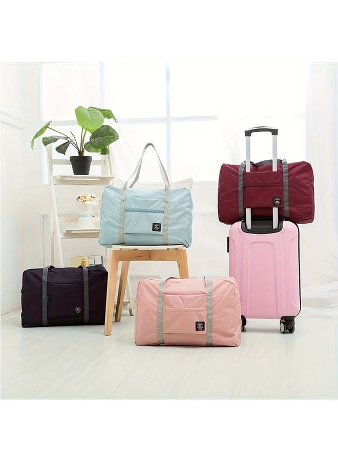 Burgundy Foldable Travel Duffel Bag Large Capacity Portable Luggage Organizer - Image 2