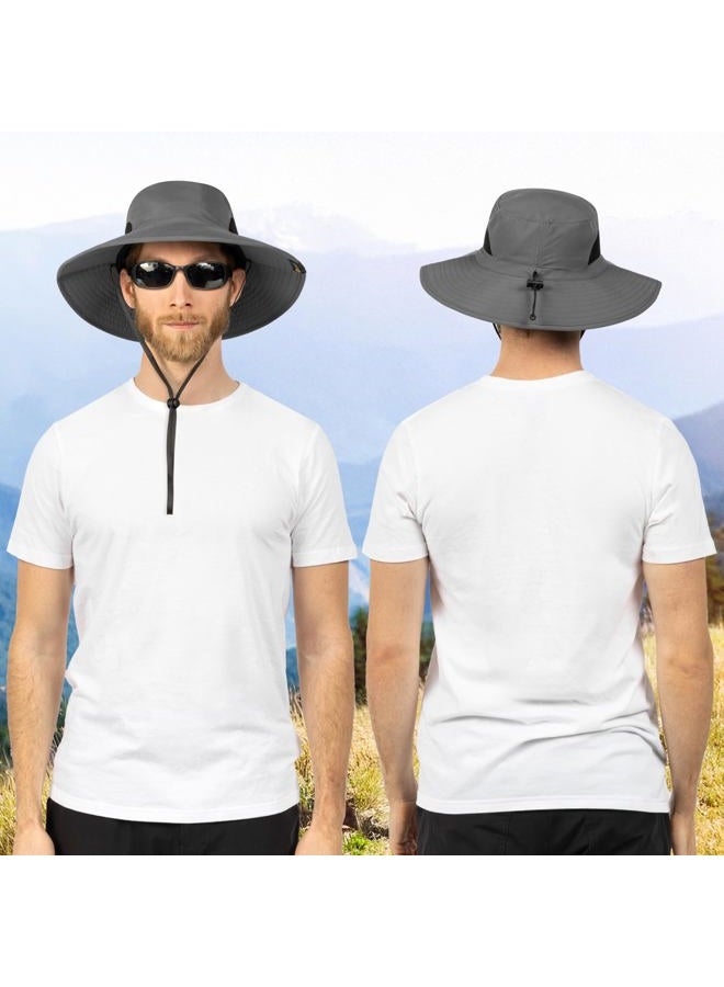 Suncube Fishing Hat Wide Brim Boonie Hat, Hiking Safari Sun Protection Cap Men Women UPF50+, grey, One Size - Image 3