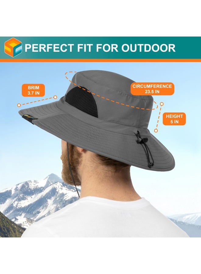 Suncube Fishing Hat Wide Brim Boonie Hat, Hiking Safari Sun Protection Cap Men Women UPF50+, grey, One Size - Image 5