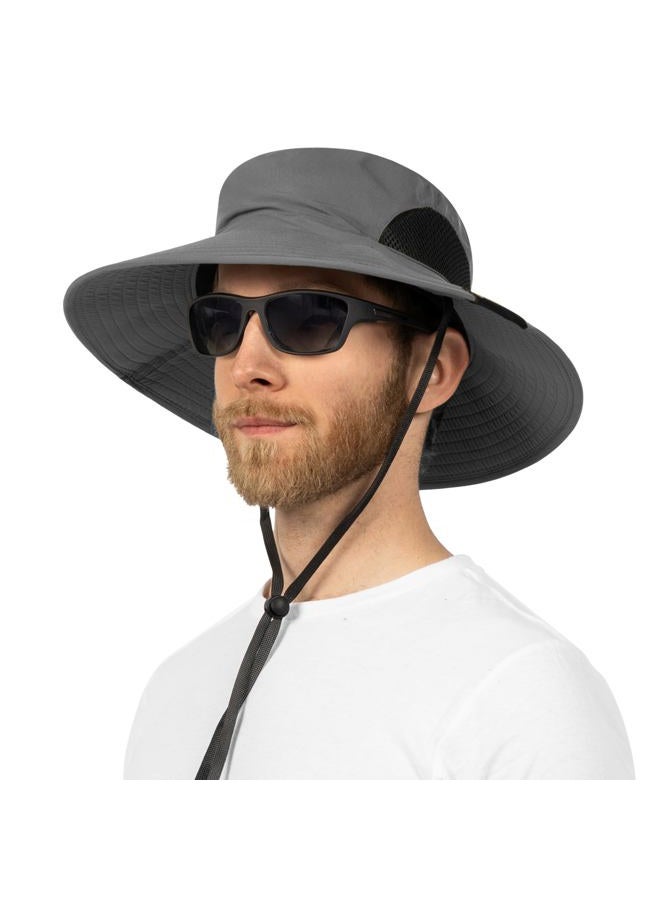 Suncube Fishing Hat Wide Brim Boonie Hat, Hiking Safari Sun Protection Cap Men Women UPF50+, grey, One Size - Image 1