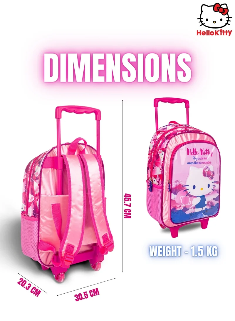 Sanrio Hello Kitty  18 Inch Kids 3-in-1 Trolley School Bag Set - Ergonomic Backpack, Insulated Lunch Bag & Pencil Case,Lightweight, Durable, Students 6+ - Perfect for Travel & School,For Girls